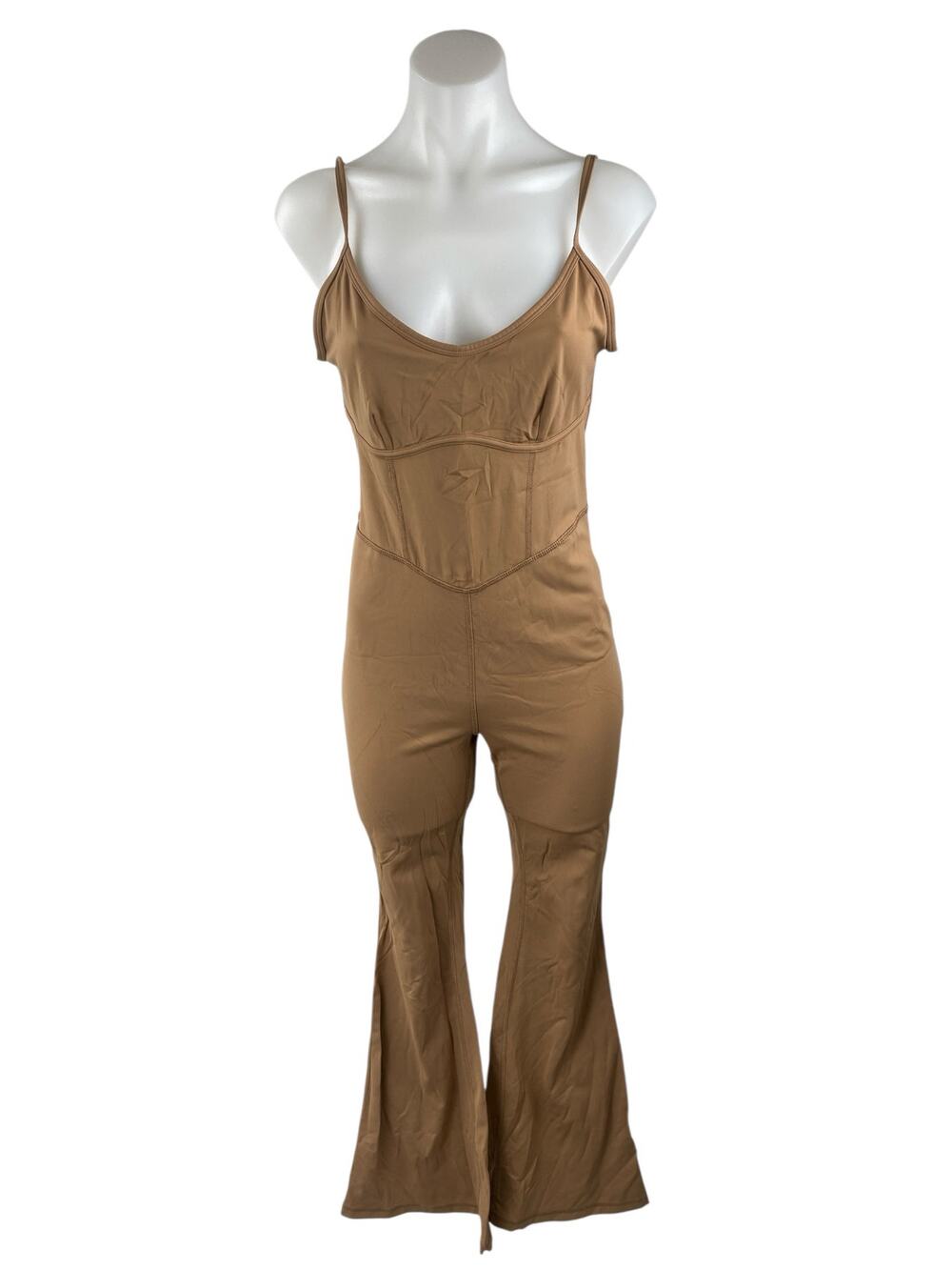 JoyLab Freestyle Flare Women's Brown Sleeveless One Piece Jumpsuit Romper Size M